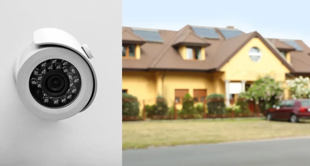 home-security-camera-on-wall-against-house